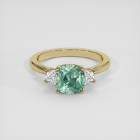 2.02 Ct. Bluish Green Sapphire Ring, 18K Yellow Gold 1
