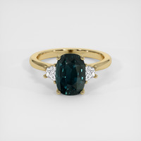 2.61 Ct. Bluish Green Sapphire Ring, 18K Yellow Gold 1