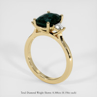 2.61 Ct. Bluish Green Sapphire Ring, 18K Yellow Gold 2
