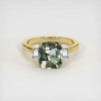 3.01 Ct. Greenish Blue Sapphire Ring, 18K Yellow Gold 1