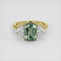 3.64 Ct. Green Sapphire Ring, 18K Yellow Gold 1