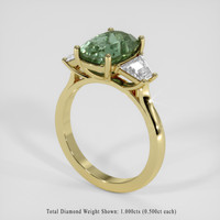 3.64 Ct. Green Sapphire Ring, 18K Yellow Gold 2