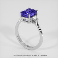 3.78 Ct. Violetish Blue Tanzanite Ring, Platinum 950 2