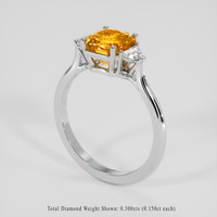 2.56 Ct. Yellowish Orange Sapphire Ring, Platinum 950 2