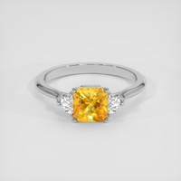 1.66 Ct. Yellowish Orange Sapphire Ring, Platinum 950 1