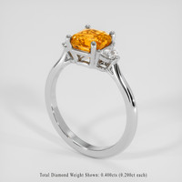 2.56 Ct. Yellowish Orange Sapphire Ring, Silver 2