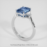 3.01 Ct. Greenish Blue Sapphire Ring, 14K White Gold 2