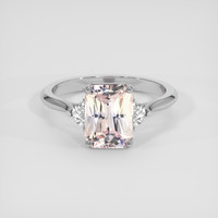4.16 Ct. Peach Sapphire Ring, 14K White Gold 1