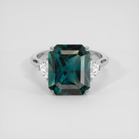 7.43 Ct. Greenish Blue Sapphire Ring, 18K White Gold 1
