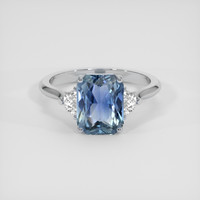 3.01 Ct. Greenish Blue Sapphire Ring, 18K White Gold 1