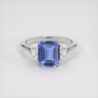 3.52 Ct. Blue Sapphire Ring, 18K White Gold 1