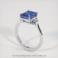 3.52 Ct. Blue Sapphire Ring, 18K White Gold 2