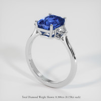 3.11 Ct. Blue Sapphire Ring, 18K White Gold 2