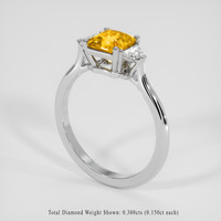 1.66 Ct. Yellowish Orange Sapphire Ring, 18K White Gold 2