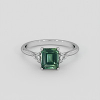 2.12 Ct. Green Sapphire Ring, 18K White Gold 1