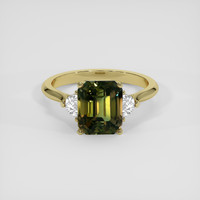 4.07 Ct. Greenish Brown Sapphire Ring, 18K Yellow Gold 1