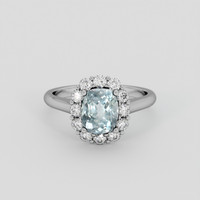 2.66 Ct. Bluish Green Sapphire Ring, 14K White Gold 1