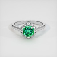 0.93 Ct. Emerald Ring, 18K White Gold 1
