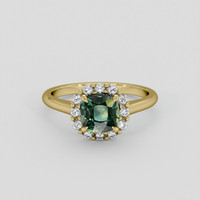 1.46 Ct. Bluish Green Sapphire Ring, 14K Yellow Gold 1