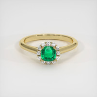 0.57 Ct. Emerald Ring, 18K Yellow Gold 1