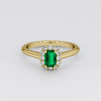 0.48 Ct. Emerald Ring, 18K Yellow Gold 1