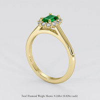 0.48 Ct. Emerald Ring, 18K Yellow Gold 2