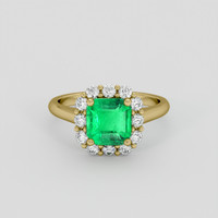 1.54 Ct. Emerald Ring, 18K Yellow Gold 1