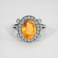 3.64 Ct. Yellowish Orange Sapphire Ring, Platinum 950 1