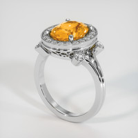 3.64 Ct. Yellowish Orange Sapphire Ring, Platinum 950 2