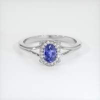 0.69 Ct. Blue Sapphire Ring, 14K White Gold 1