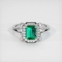 1.18 Ct. Emerald Ring, 18K White Gold 1