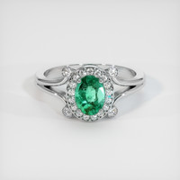 0.82 Ct. Emerald Ring, 18K White Gold 1