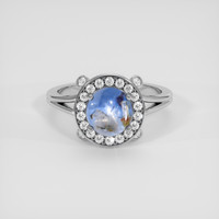 4.02 Ct. Blue Sapphire Ring, 18K White Gold 1