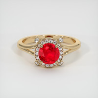 1.10 Ct. Pinkish Red Ruby Ring, 10K Yellow Gold 1