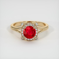 1.20 Ct. Pinkish Red Ruby Ring, 10K Yellow Gold 1