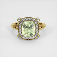2.88 Ct. Yellowish Green Sapphire Ring, 14K Yellow Gold 1