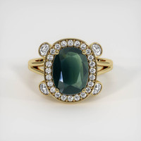 3.55 Ct. Green Sapphire Ring, 14K Yellow Gold 1