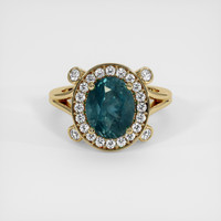 2.52 Ct. Greenish Blue Sapphire Ring, 14K Yellow Gold 1