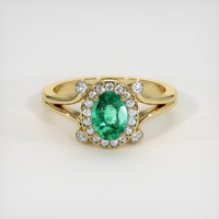 0.82 Ct. Emerald Ring, 18K Yellow Gold 1