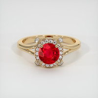 1.20 Ct. Ruby Ring, 18K Yellow Gold 1