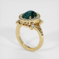 2.52 Ct. Greenish Blue Sapphire Ring, 18K Yellow Gold 2