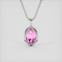 3.26 Ct. Pink Sapphire Pendant, 10K White Gold 4
