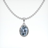1.10 Ct. Greyish Blue Sapphire Necklace, 14K White Gold 1