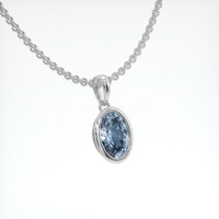 1.10 Ct. Greyish Blue Sapphire Necklace, 14K White Gold 2
