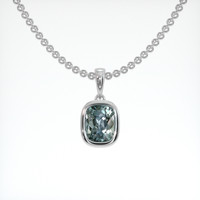 1.10 Ct. Bluish Green Sapphire Necklace, 14K White Gold 1