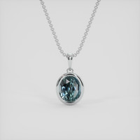 1.80 Ct. Greenish Blue Sapphire Pendant, 14K White Gold 1