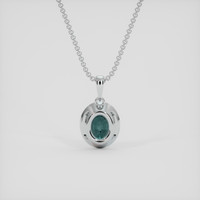 1.80 Ct. Greenish Blue Sapphire Pendant, 14K White Gold 4
