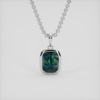2.08 Ct. Bluish Green Sapphire Pendant, 14K White Gold 1