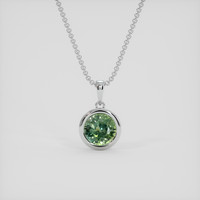 1.68 Ct. Yellowish Green Sapphire Pendant, 14K White Gold 1