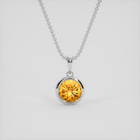 1.17 Ct. Orangish Yellow Sapphire Pendant, 18K White Gold 1